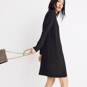 Madewell Black Long Sleeve Button Down V-Neck Dress Size XS